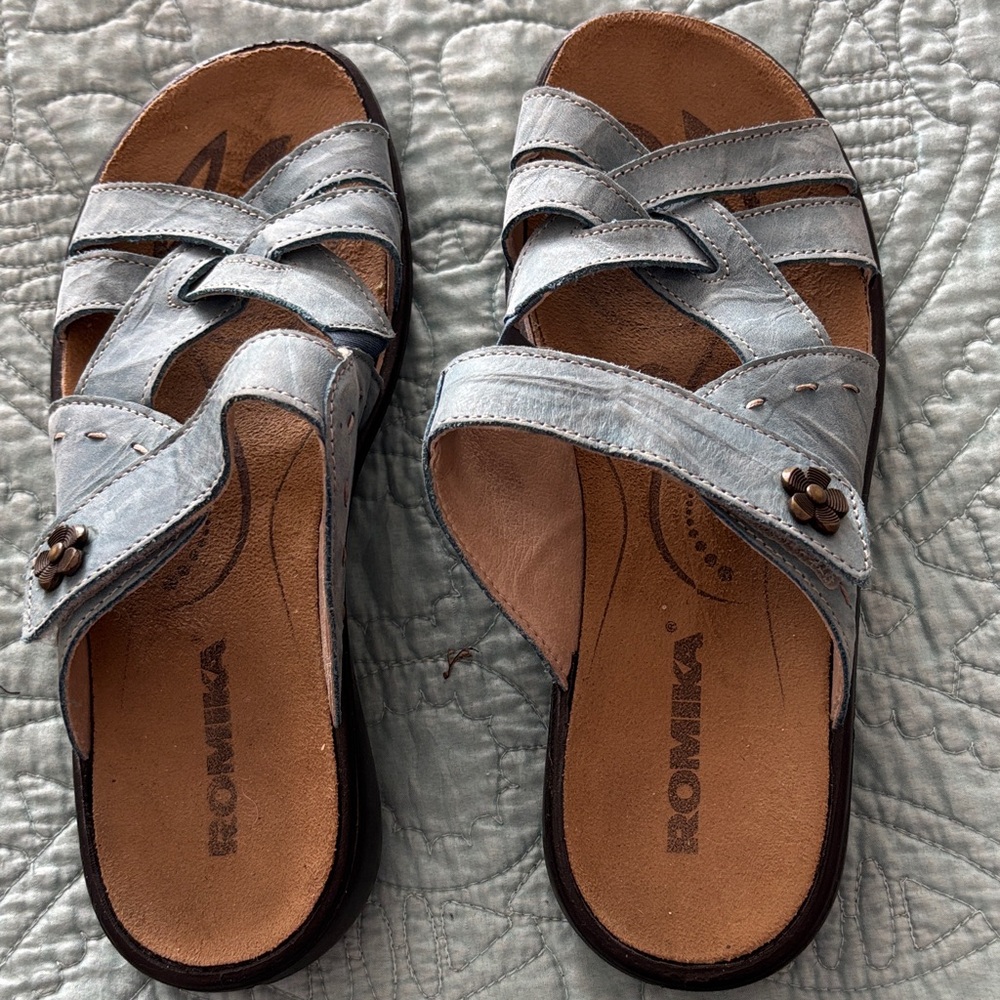 Romika Women's Light Blue Slide Sandals
